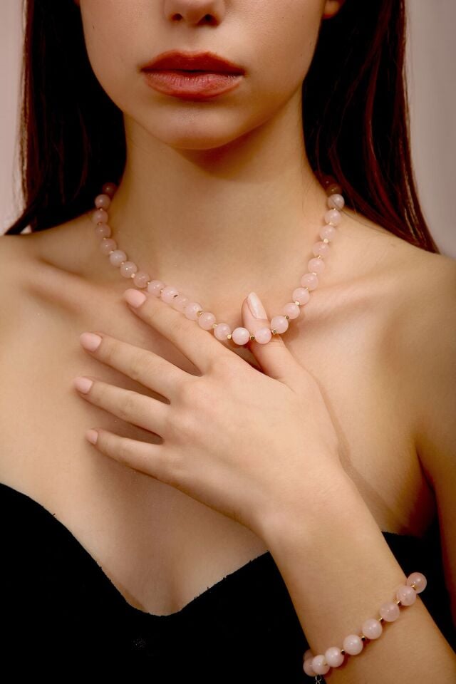 Pembe Kuvars Kolye(4.Çakra/Kalp Çakrası Taşı)