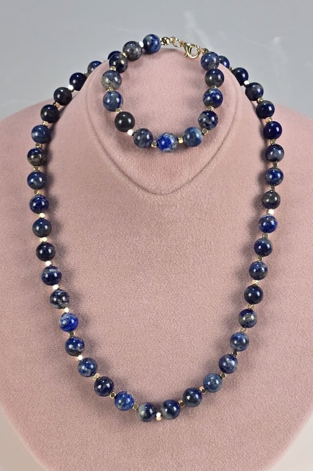 Lapis Lazuli Kolye Bileklik Set (5.ve6.Çakra / Boğaz ve Üçüncü Göz Çakrası)