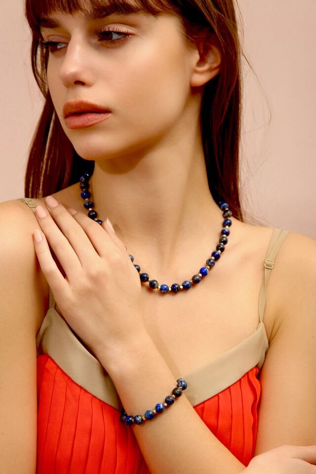 Lapis Lazuli Kolye Bileklik Set (5.ve6.Çakra / Boğaz ve Üçüncü Göz Çakrası)