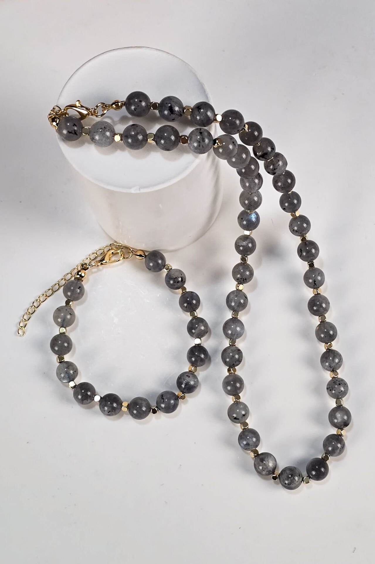 Labradorit Kolye Bileklik Set (3.Çakra/Solar Pleksus Çakra Taşı)