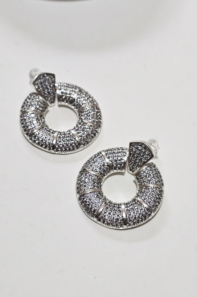 Hale Zirkon Taşlı Küpe Beyaz