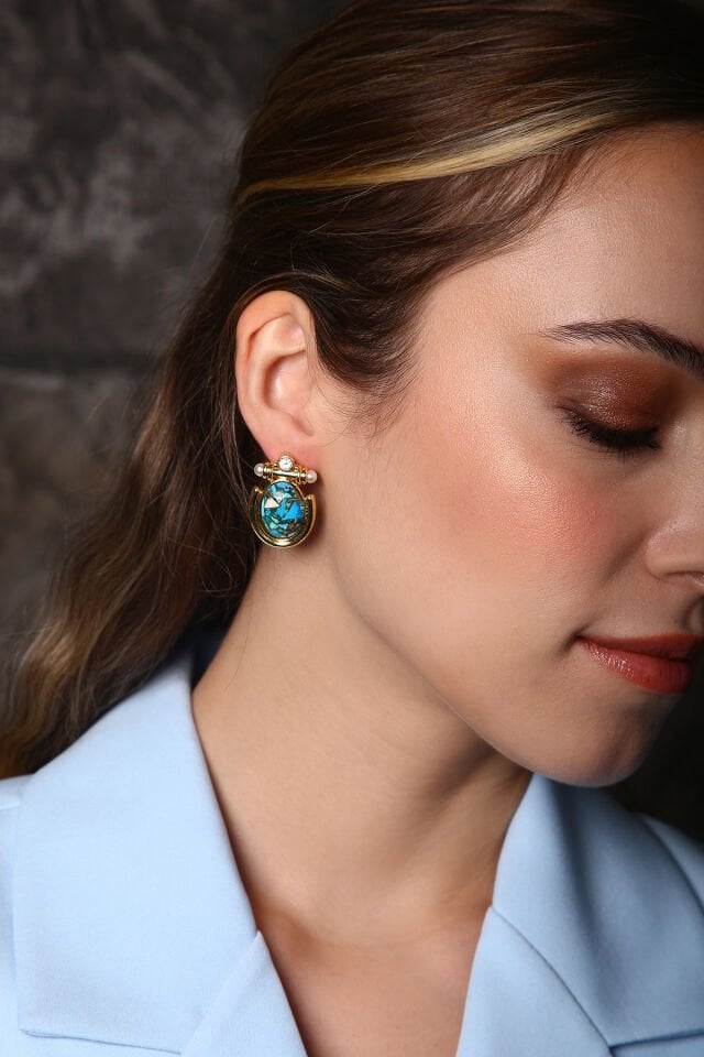 Hera Antik Küpe Lapis Lazuli