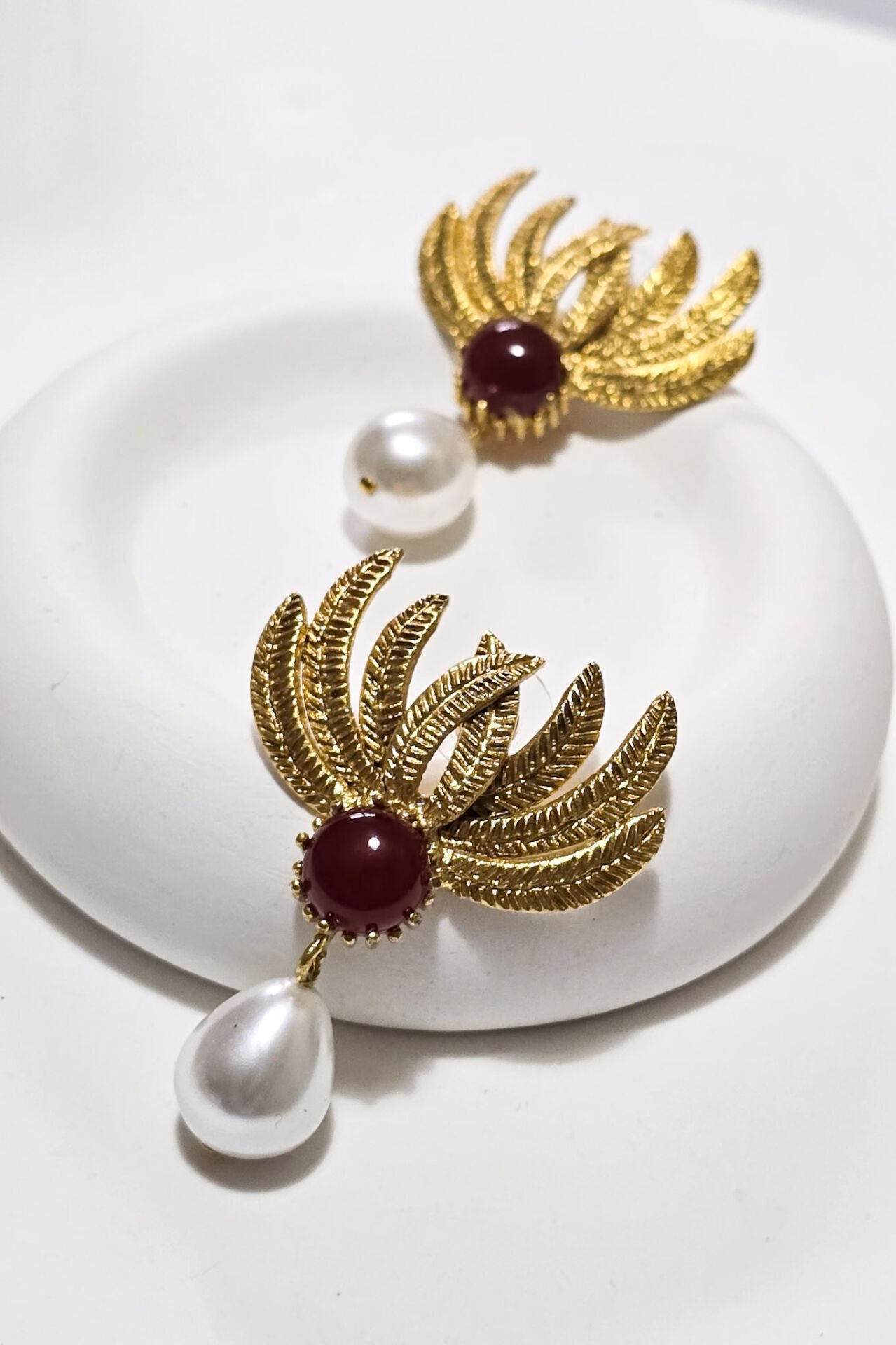 Luna Perla İncili Akik Küpe