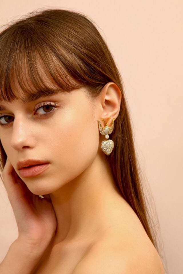 Kalpli Kırlangıç Küpe Gold