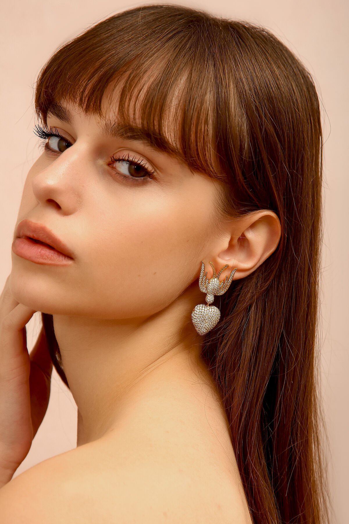 Kalpli Kırlangıç Küpe Gold