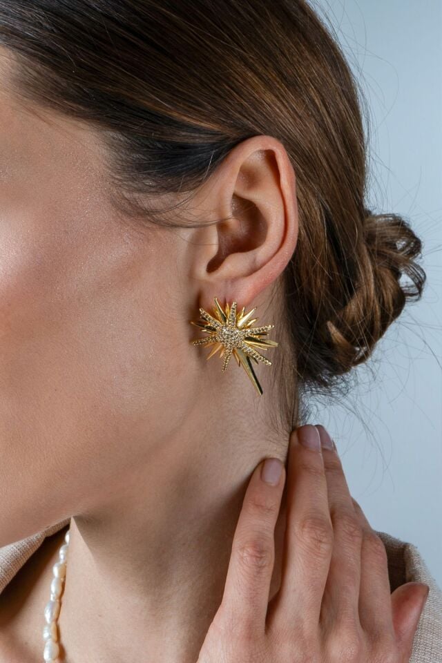 İncili Kuzey Yıldızı Kolye Gold