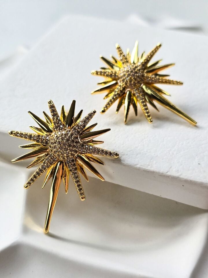 İncili Kuzey Yıldızı Kolye Gold