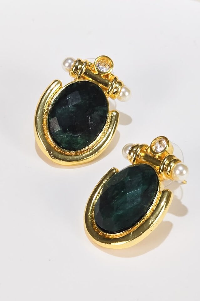 Hera Antik Küpe Zümrüt