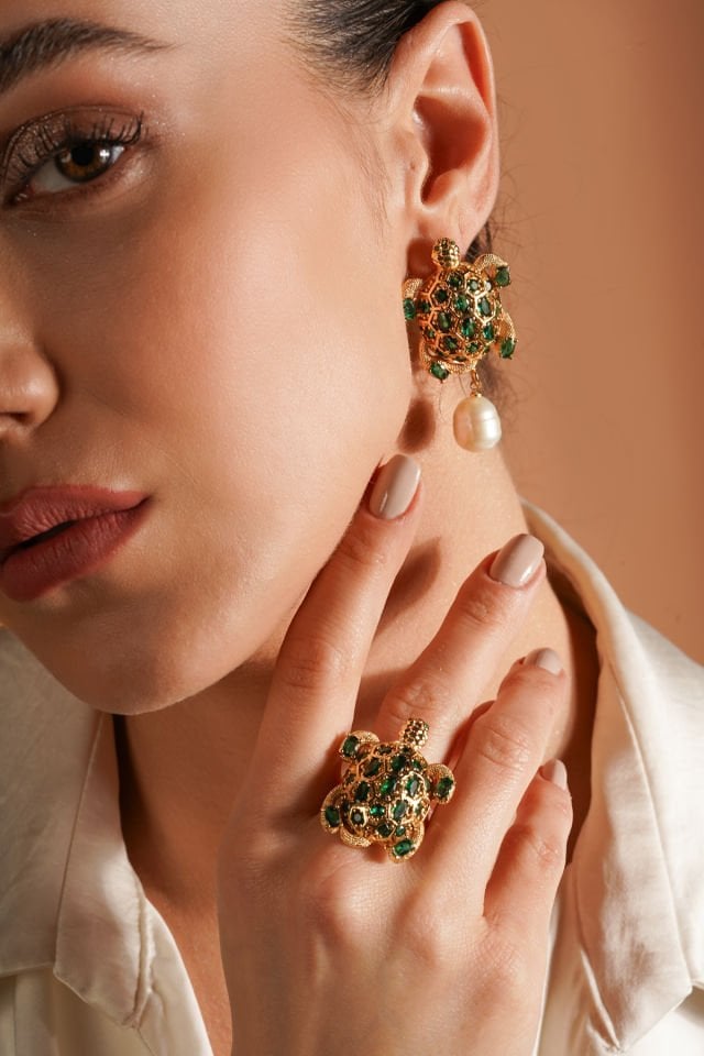 İncili Kaplumbağa Küpe