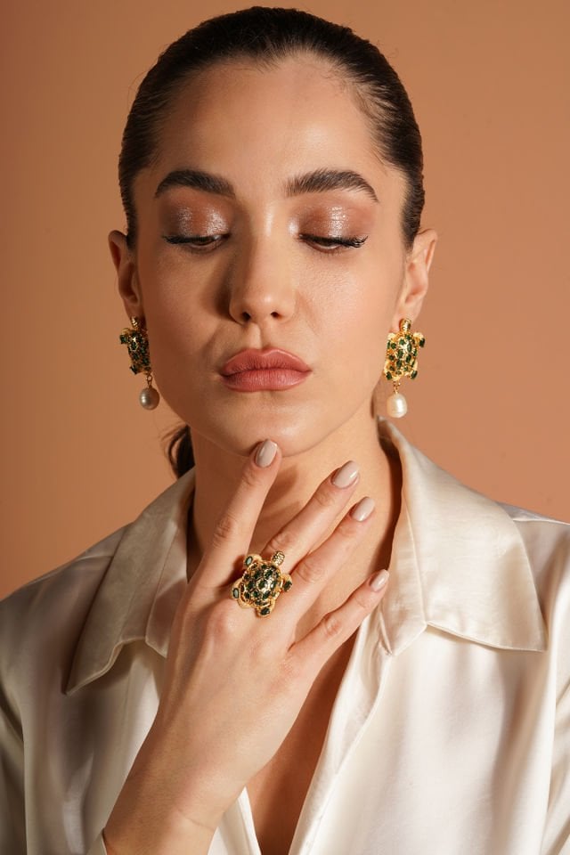 İncili Kaplumbağa Küpe