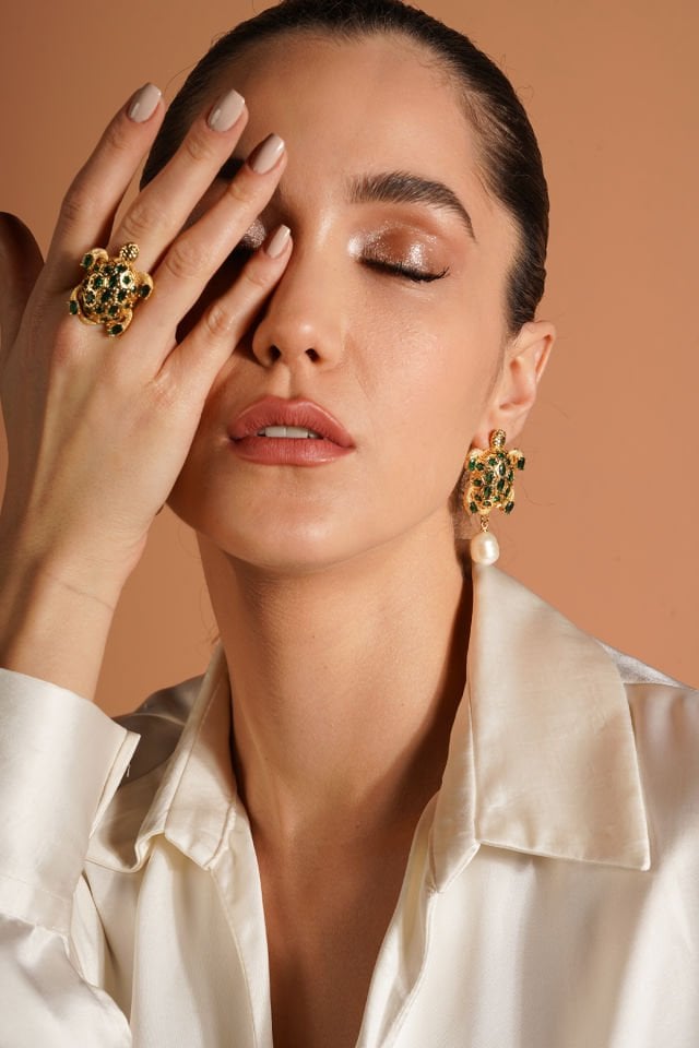 İncili Kaplumbağa Küpe