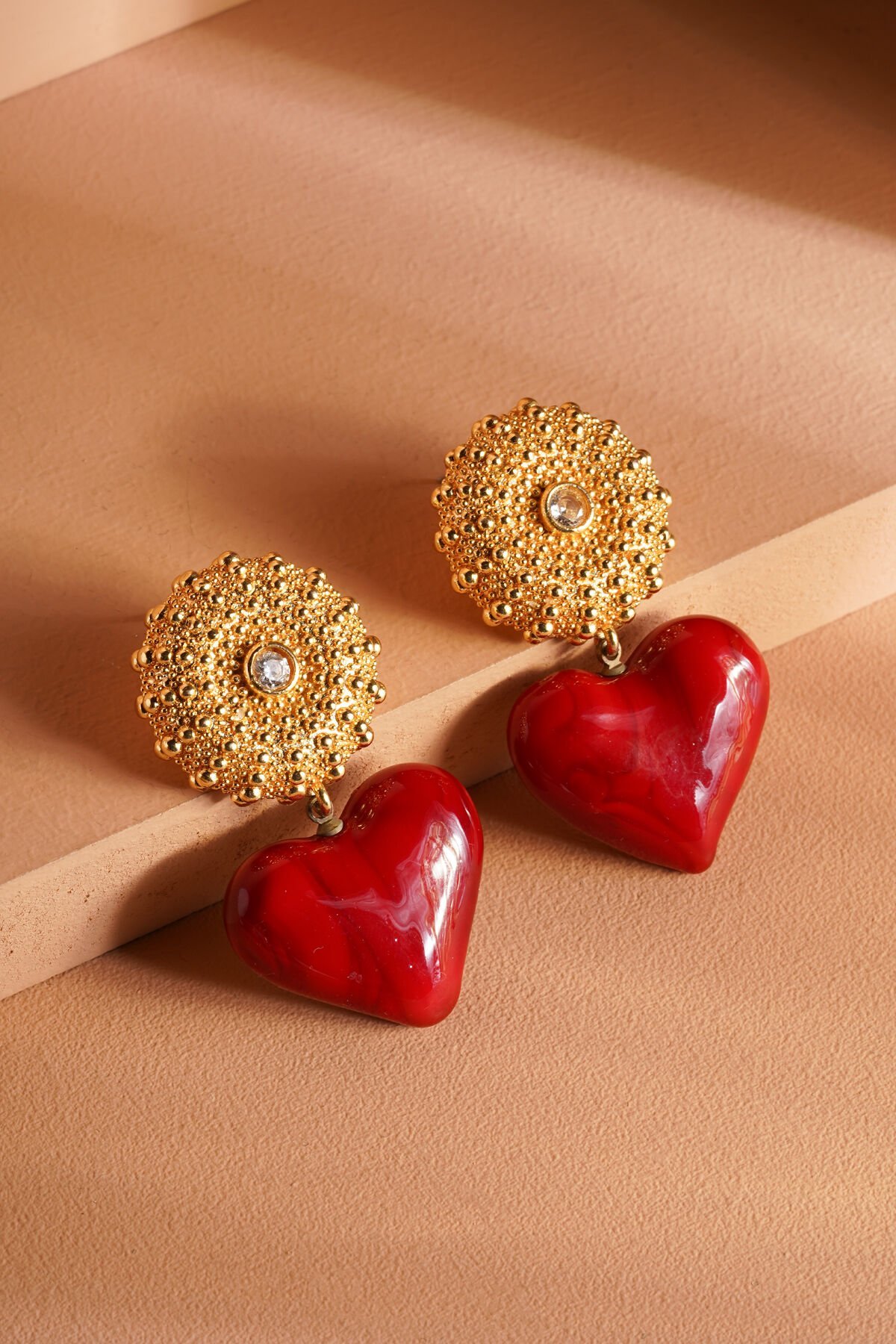 Murano Kalp Küpe Kırmızı