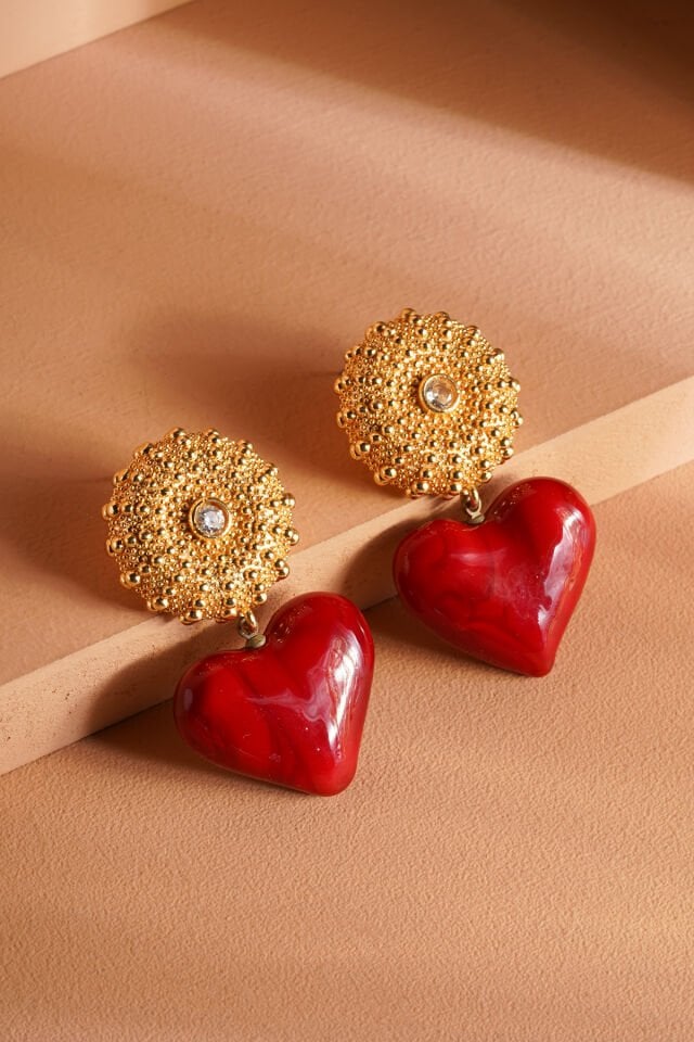 Murano Kalp Küpe Kırmızı