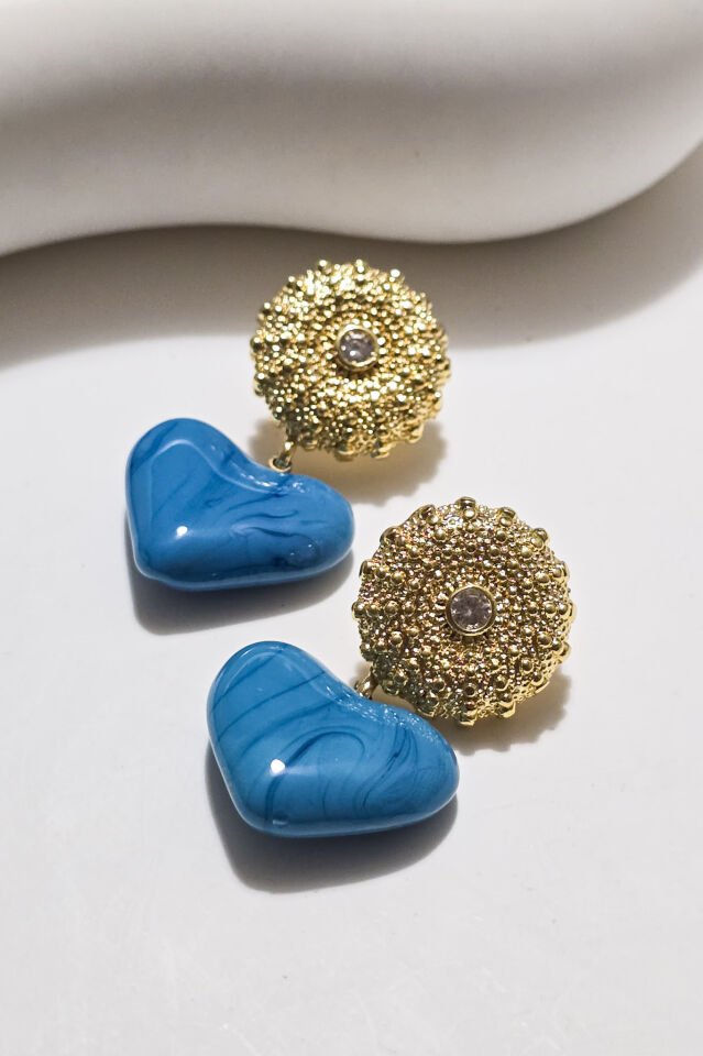 Murano Kalp Küpe Mavi