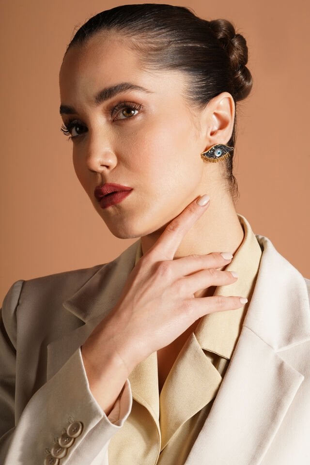 Hematit Taşlı Göz Küpe