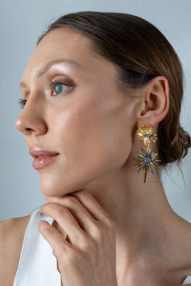 Star of The Sun Küpe Siyah