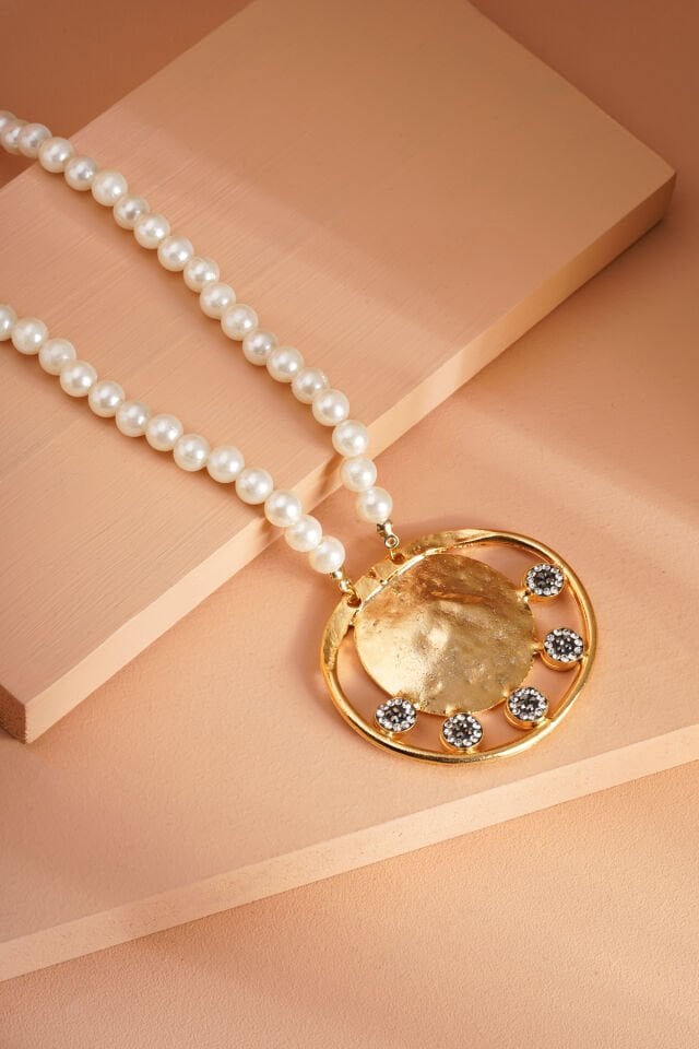 Hematit Taşlı İnci Kolye