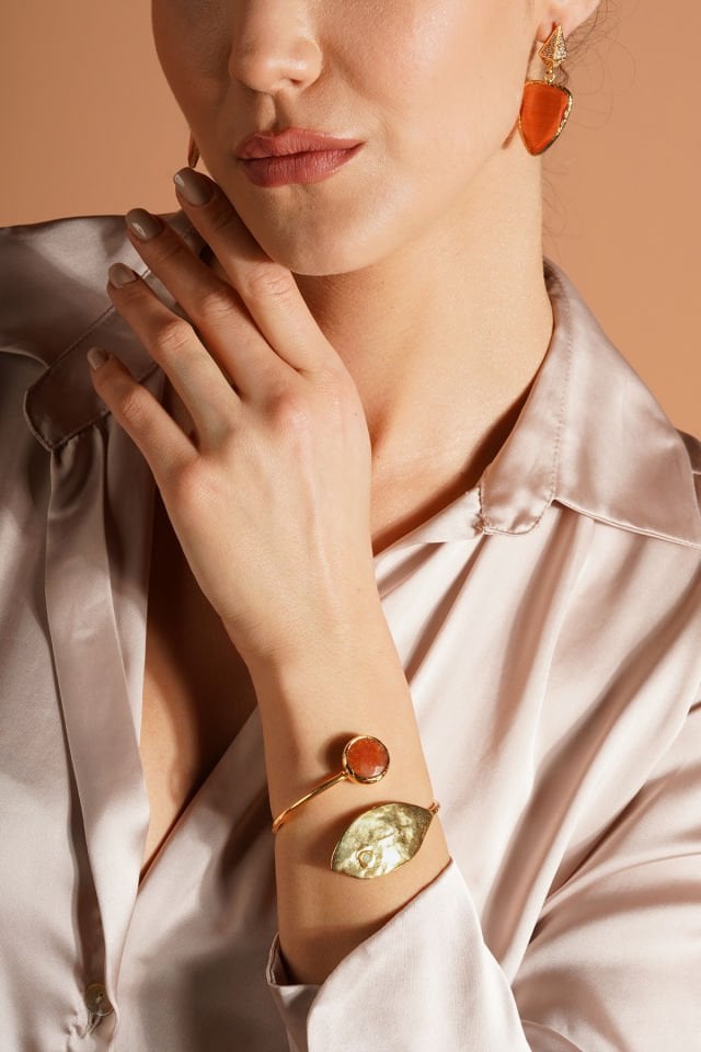 Agat Taşı Bileklik Kedi Gözü Küpe Seti