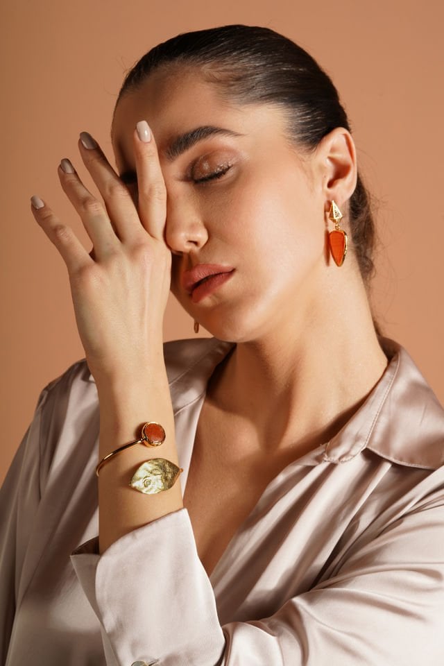 Agat Taşı Bileklik Kedi Gözü Küpe Seti