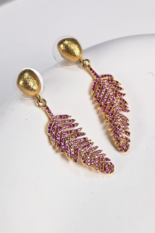 Hera Yaprak Küpe Pembe