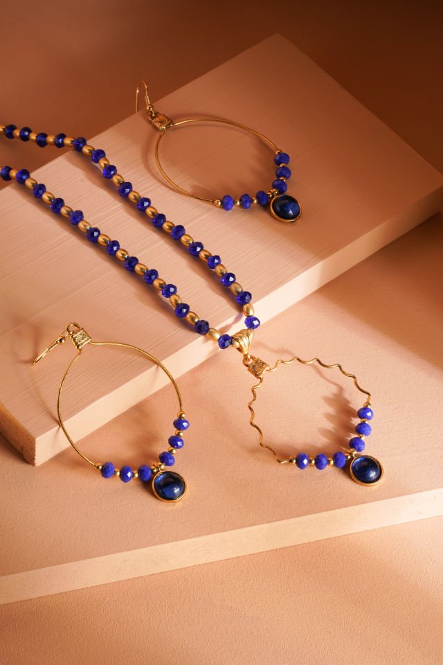 Lapis Kolye Küpe Seti