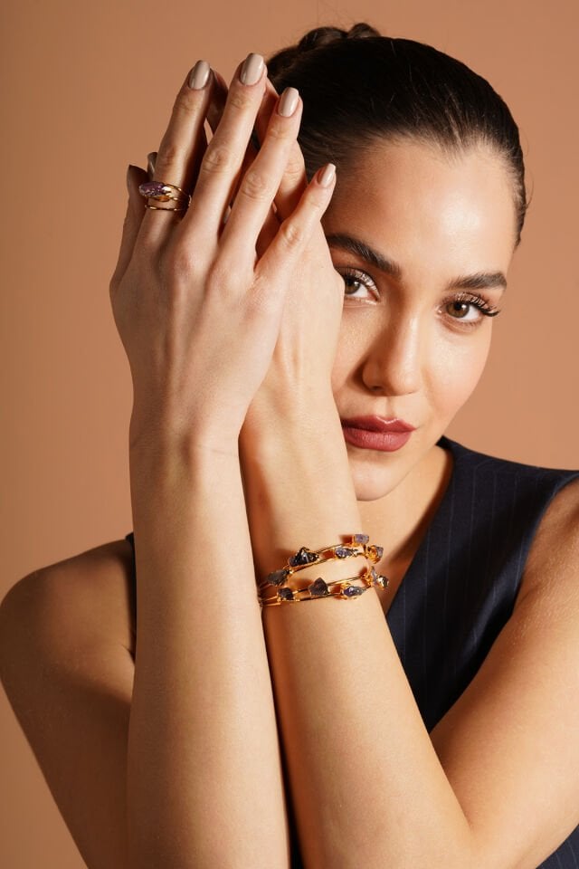 Ametist Kelepçe Yüzük Seti