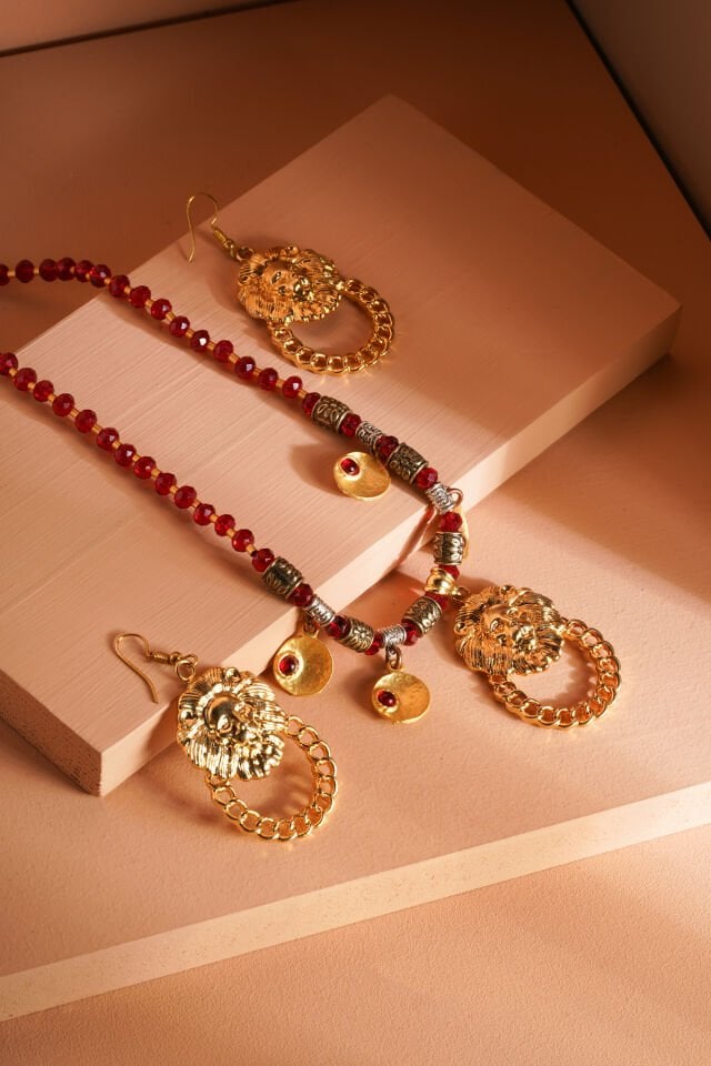 Aslan Kolye Küpe Seti