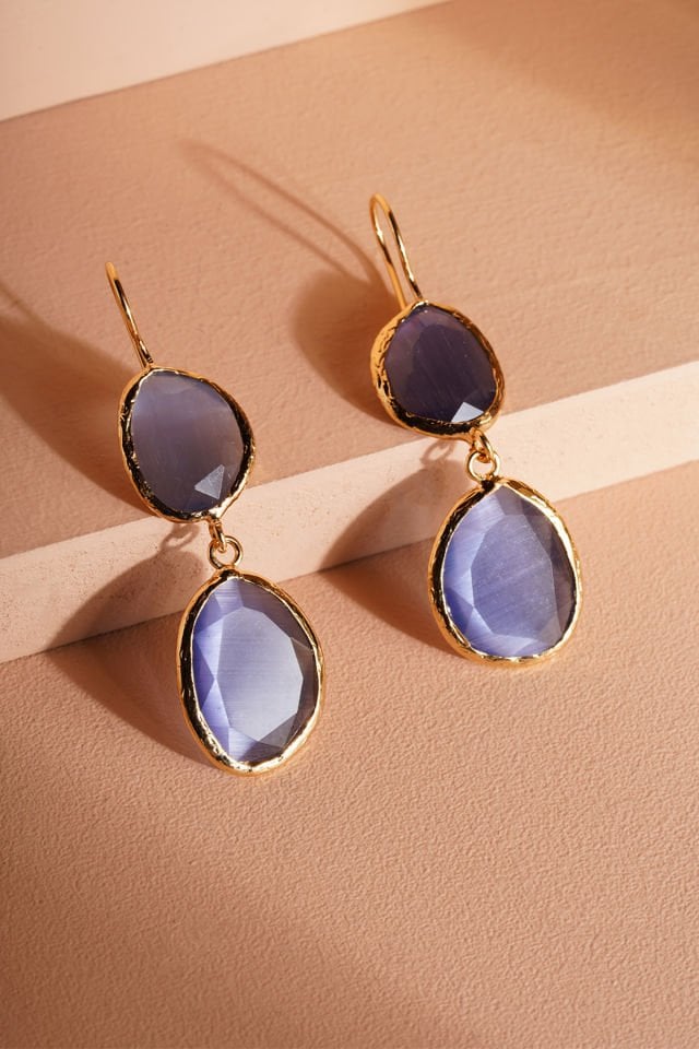 Çift Taşlı Kedi Gözü Küpe