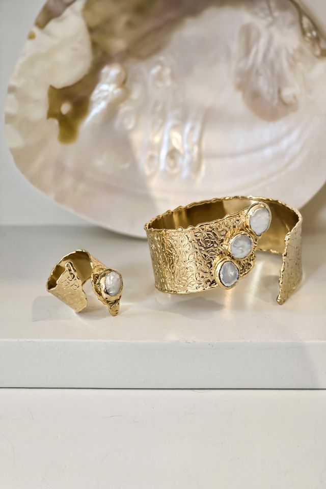 Üç Sıra İncili Bileklik Yüzük Set