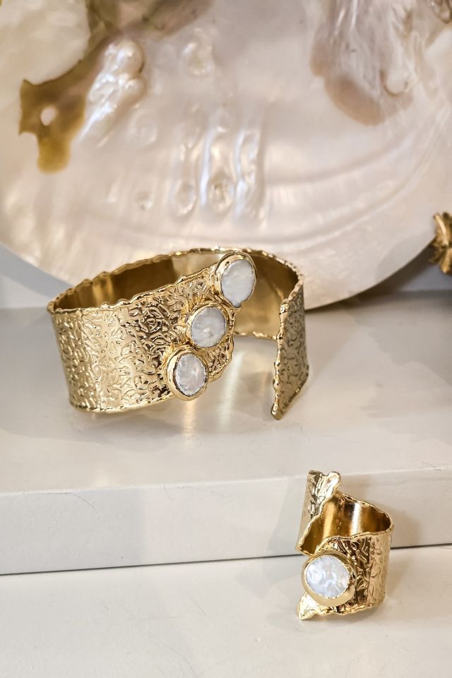 Üç Sıra İncili Bileklik Yüzük Set