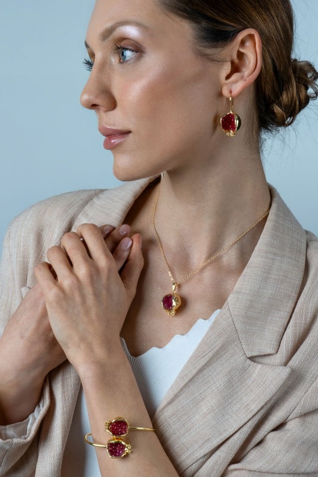 İncili Nar Bileklik Kırmızı