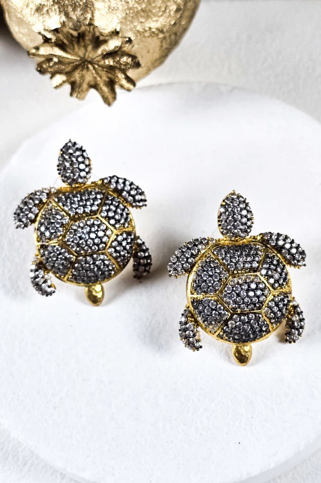 Zirkon Taşlı Kaplumbağa Küpe