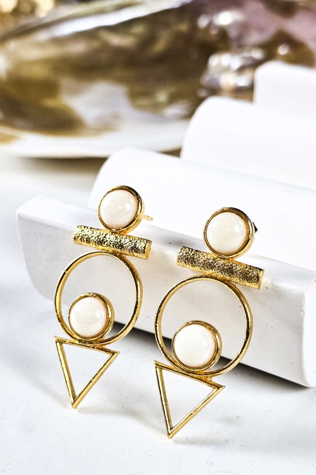 Yörünge Selenit Taşlı Küpe