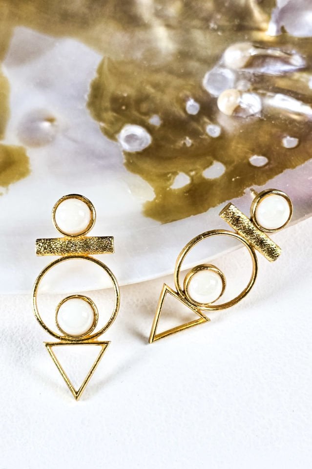 Yörünge Selenit Taşlı Küpe