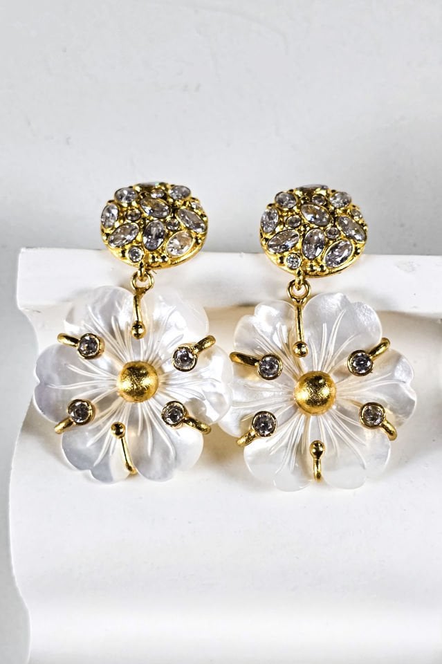 Zirkon Taşlı Sedef Küpe