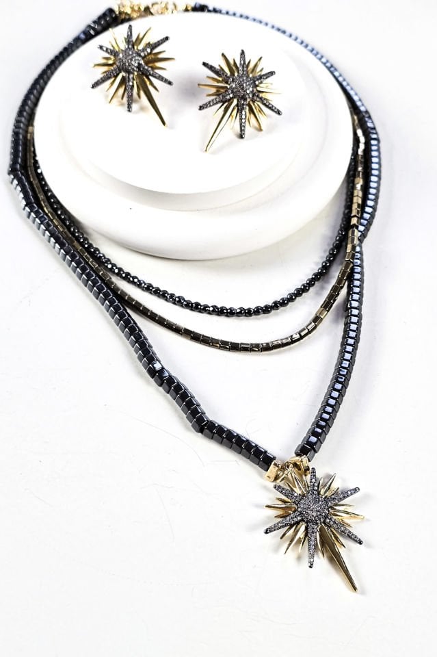 Kuzey Yıldızı Küpe Kolye Set