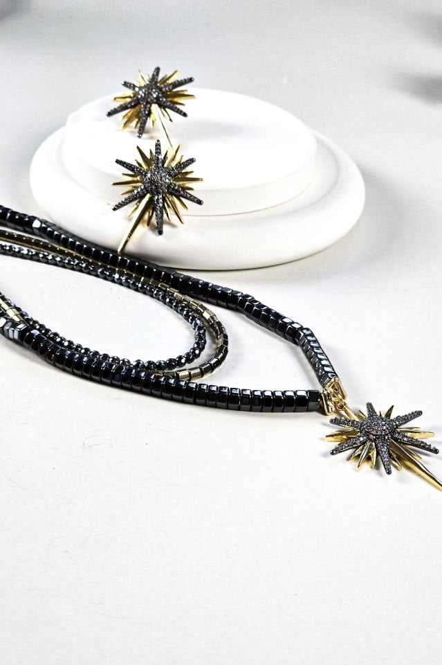 Kuzey Yıldızı Küpe Kolye Set