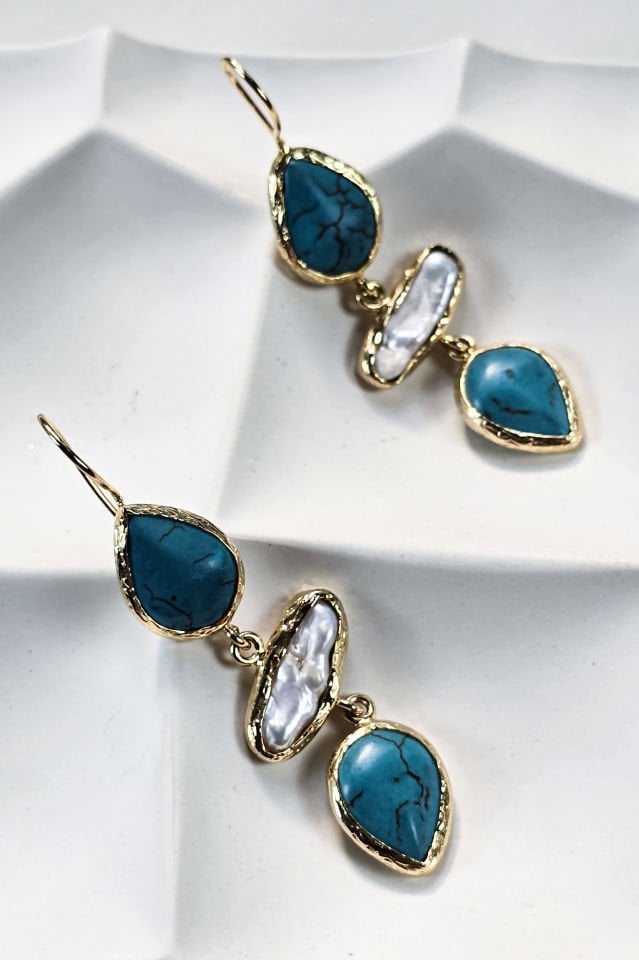 İncili Turkuaz Küpe