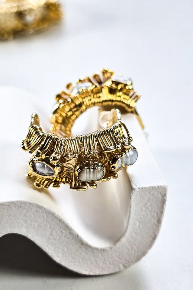 İncili Küpe Bileklik Yüzük Set