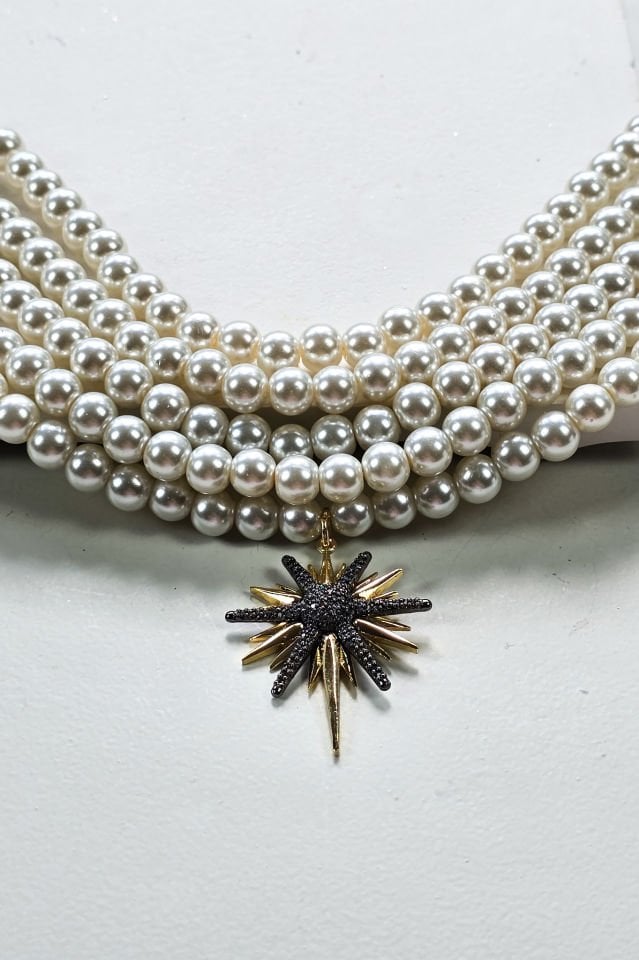 Kuzey Yıldızı İnci Kolye Beş Sıra