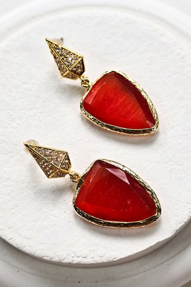 Kedi Gözü Küpe turuncu