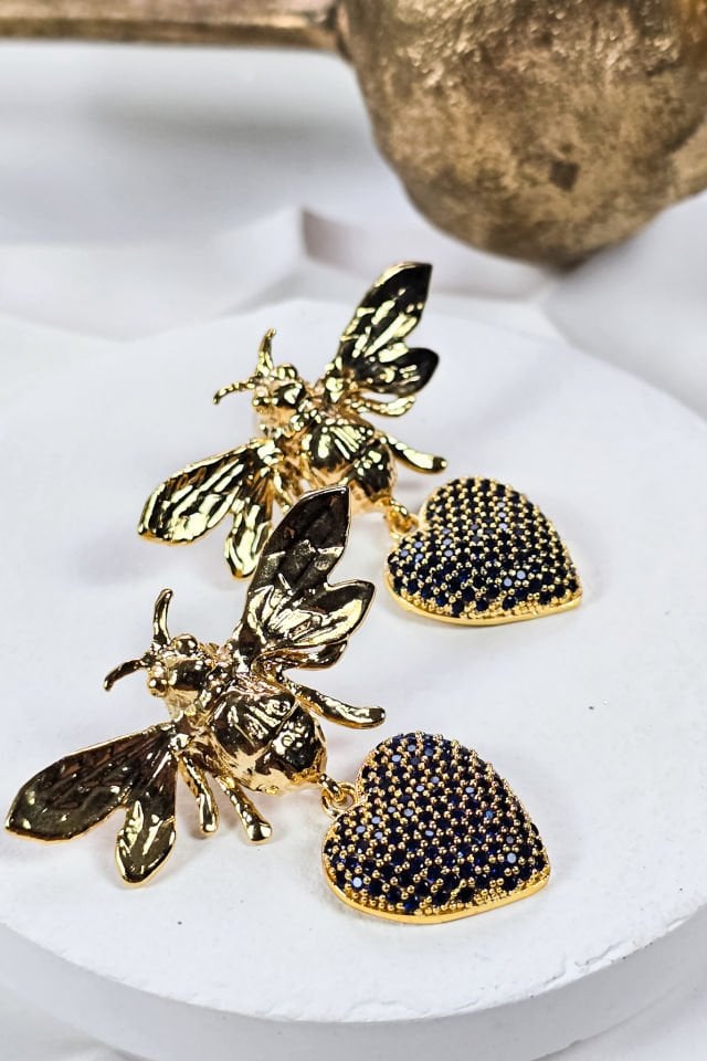 Kalpli Arı Küpe Lacivert