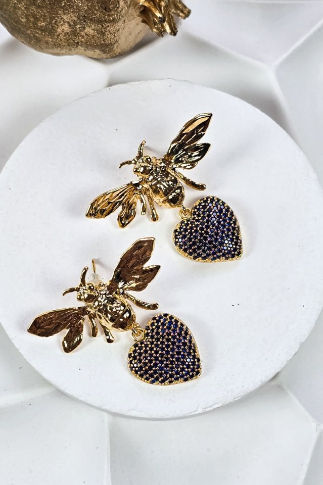 Kalpli Arı Küpe Lacivert