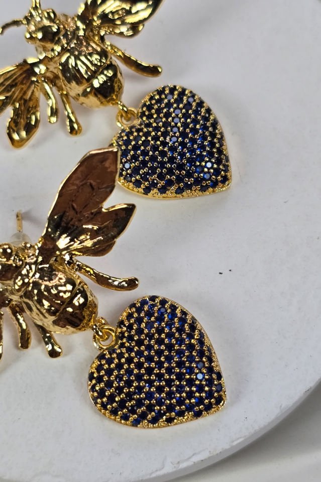 Kalpli Arı Küpe Lacivert