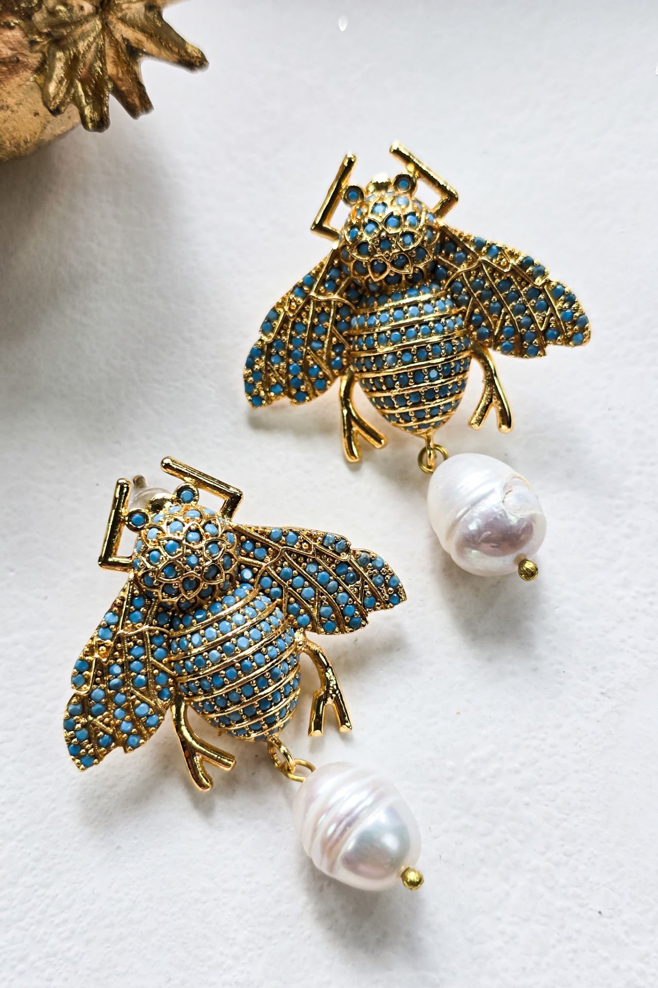 İncili Arı Küpe Mavi