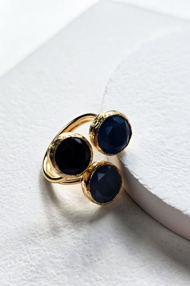Lacivert Kedi Gözü Yüzük