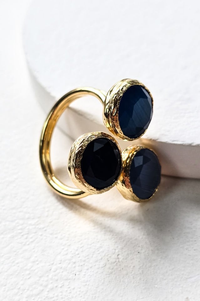 Lacivert Kedi Gözü Yüzük