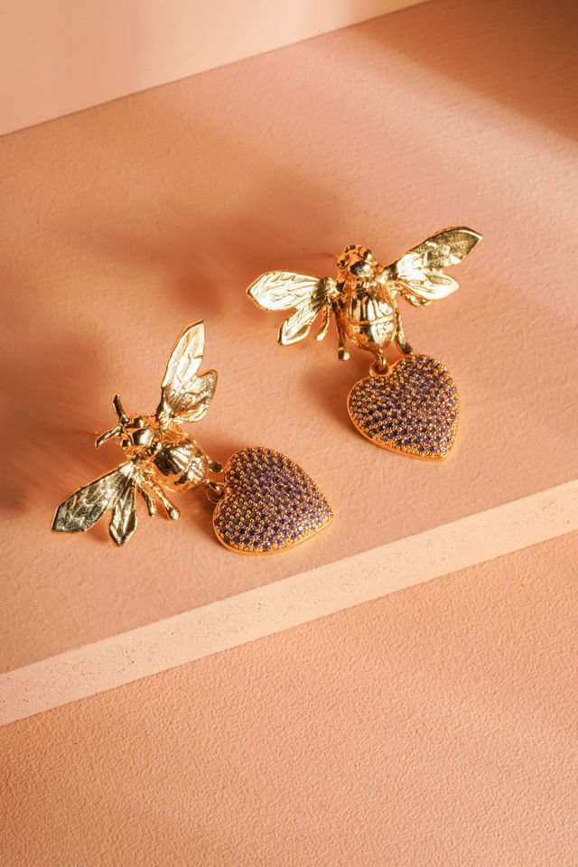 Kalpli Arı Küpe Mor