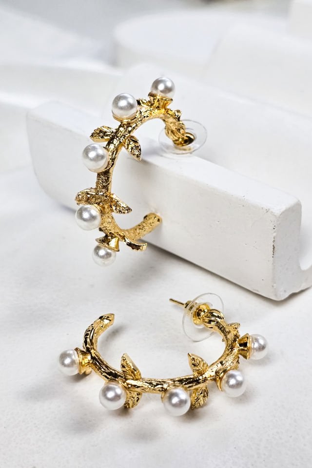 İncili Tomurcuk Halka Küpe