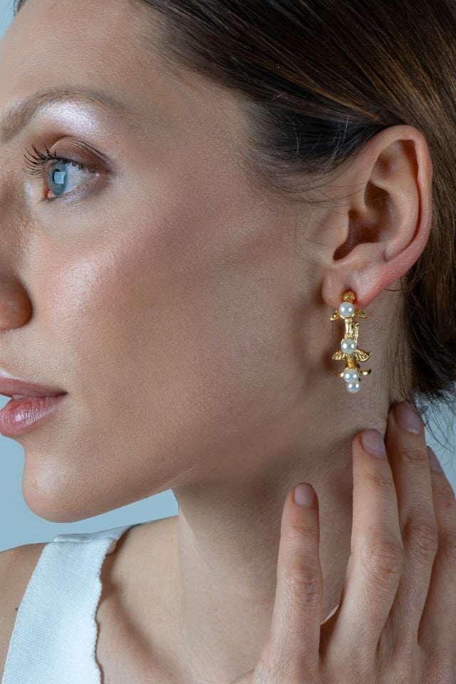 İncili Tomurcuk Halka Küpe